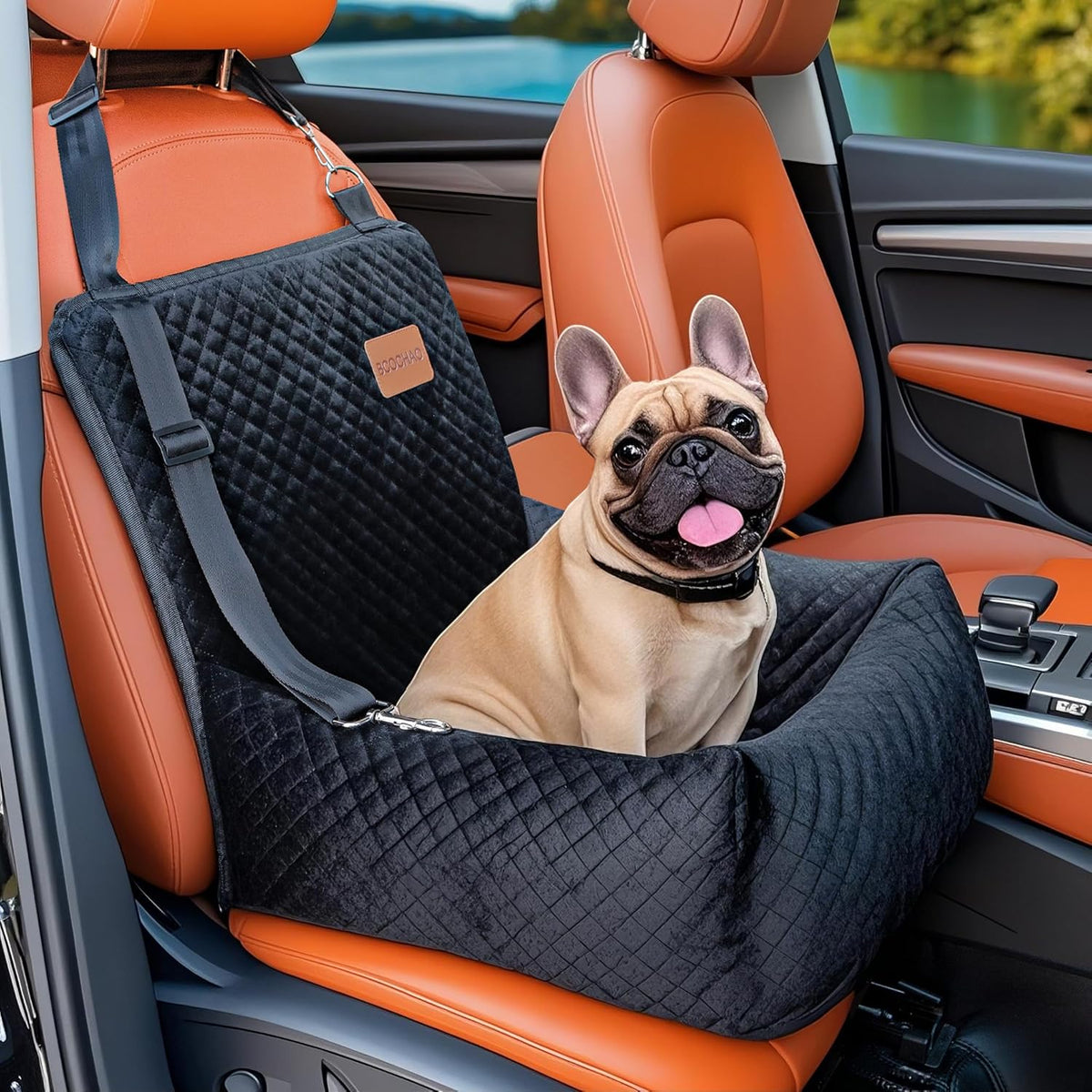 Dog Car Seat Pet Booster Seat Pet Travel Safety Car Seat,The Dog seat Made of Materials is Safe and Comfortable, and can be Disassembled for Easy Cleaning (Brown)