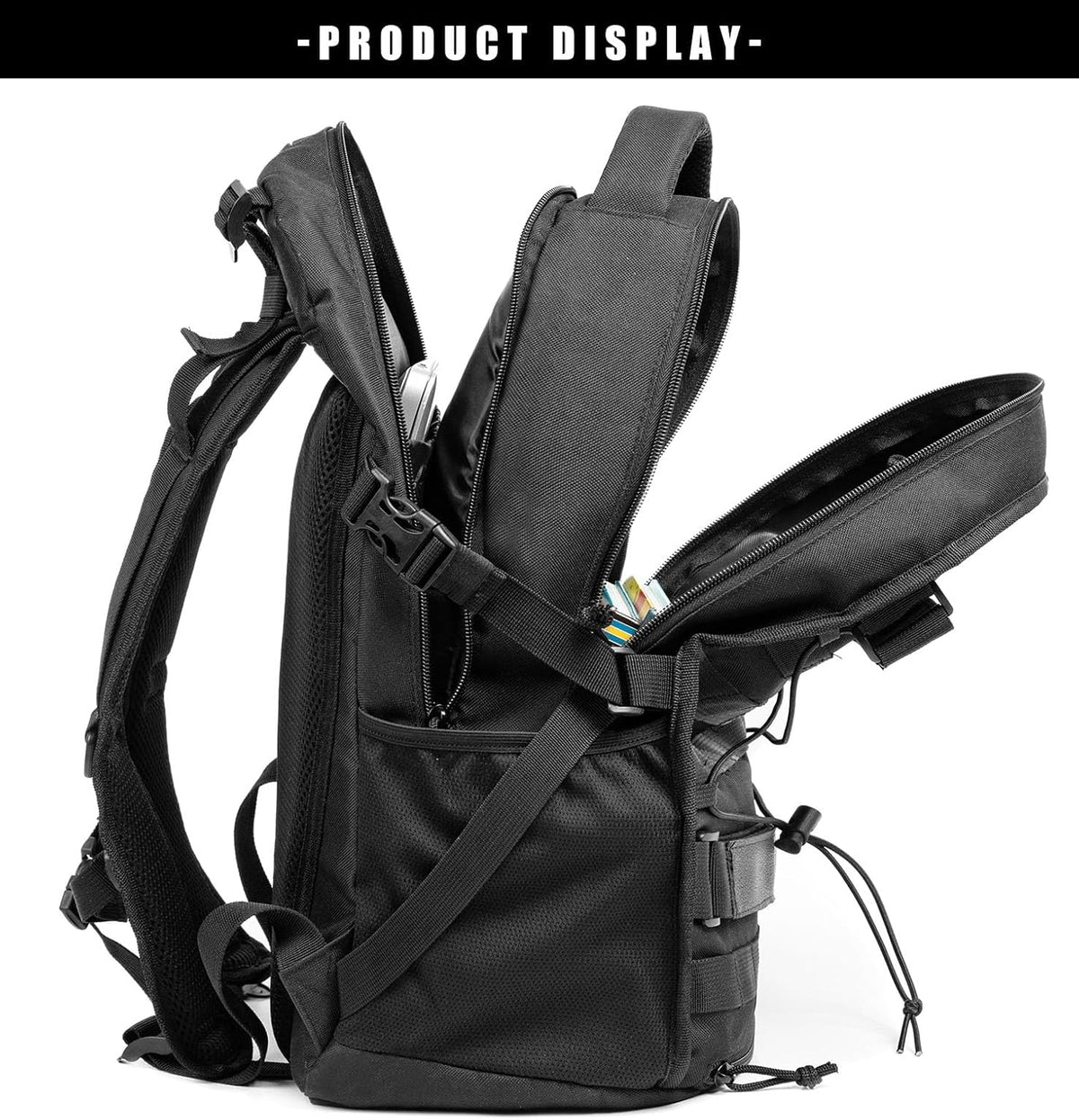Tactical Military Backpack 30L Molle Assault Pack Army Rucksack, Heavy Duty for Hiking Camping Travel 3-Day Bug Out Bag (Black)
