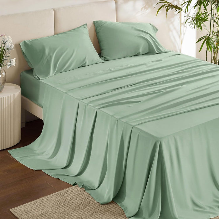 Bedsure California King Sheet Sets, Cooling Sheets for Hot Sleepers, Rayon Derived from Bamboo, Breathable & Soft, Deep Pocket Up to 16 Inches, Hotel Luxury Silky Bedding, Lilac