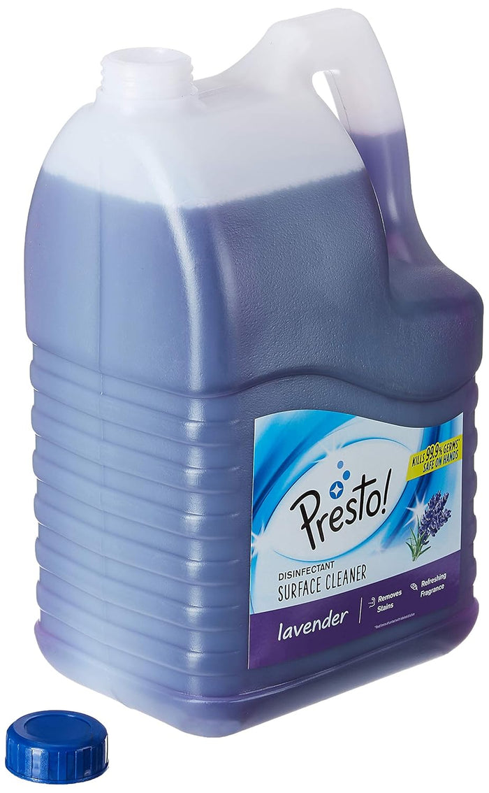 Amazon Brand - Presto! Disinfectant Surface & Floor Cleaner Liquid | Lavendar | 5 Litre | 1 Can | Kills 99.9% Germs | Removes Stains | Safe On Hands