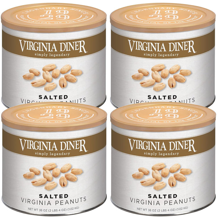 Virginia Diner Unsalted Virginia Peanuts - XL Gourmet Natural Peanuts Non-GMO, Preservative Free Gifts from Virginia Since 1929-18 Oz Can