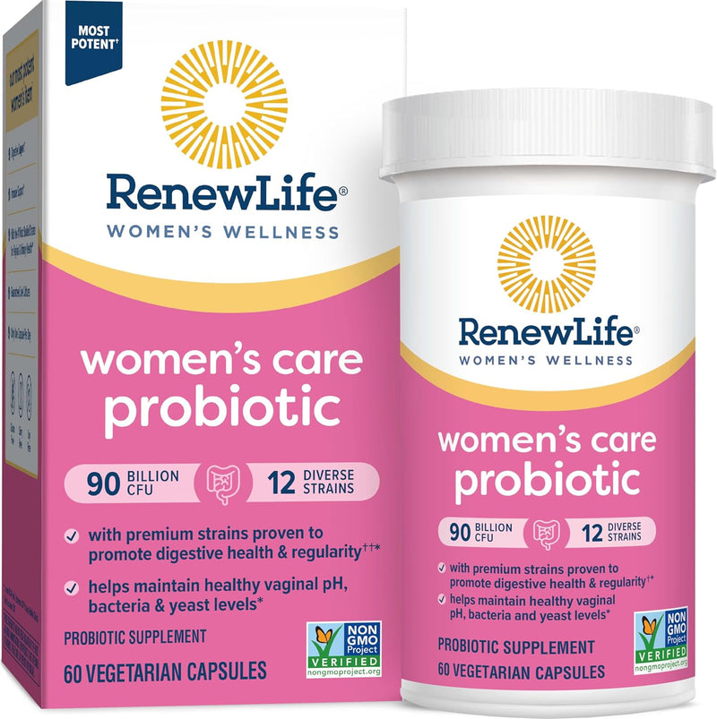 Renew Life Women's Probiotic Capsules, 50 Billion CFU Guaranteed, Supports pH Balance, Vaginal, Urinary, Digestive and Immune Health(2), L. Rhamnosus GG, Dairy, Soy and Gluten-Free, 30 Count