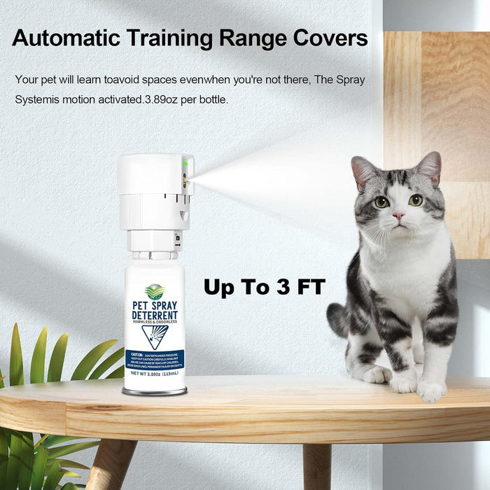 Cat Spray Deterrent System [ 2 Pack ] Cat Deterrent Spray, Motion Activated Pet Deterrent Spray System for Cats & Dogs Odorless Pet Deterrent, Senses Pets Up to 3 Feet Away, Friendly & Safe