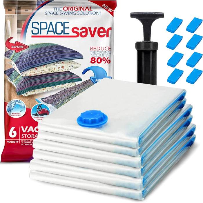20-Pack Variety Vacuum Storage Bags for Comforters, Blankets & Clothes – Vacuum Sealed Compression Bags with Hand Pump – Space Saver Storage Bags for Bedding,Travel & Organization (5S, 5M, 5L & 5XL)