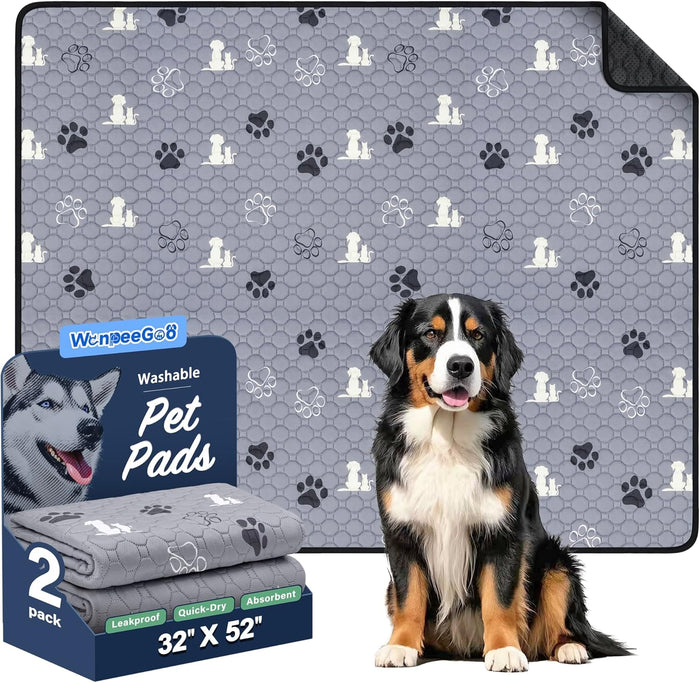 Washable Pee Pads for Dogs, 4 Pack Absorbent Reusable Training Dog Pads Pet Puppy Pads, Non-Slip Potty Pads for Whelping, Playpen, Crate, Bed, Grey 18"x24"