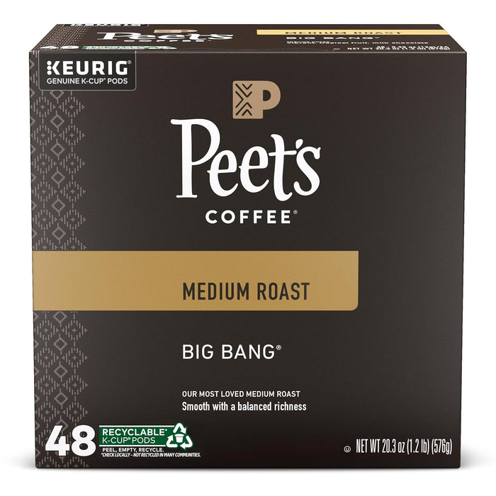 Peet's Coffee, Medium Roast Keurig K-Cup Pods - Big Bang 60 Count (6 Boxes of 10 K-Cup Pods)