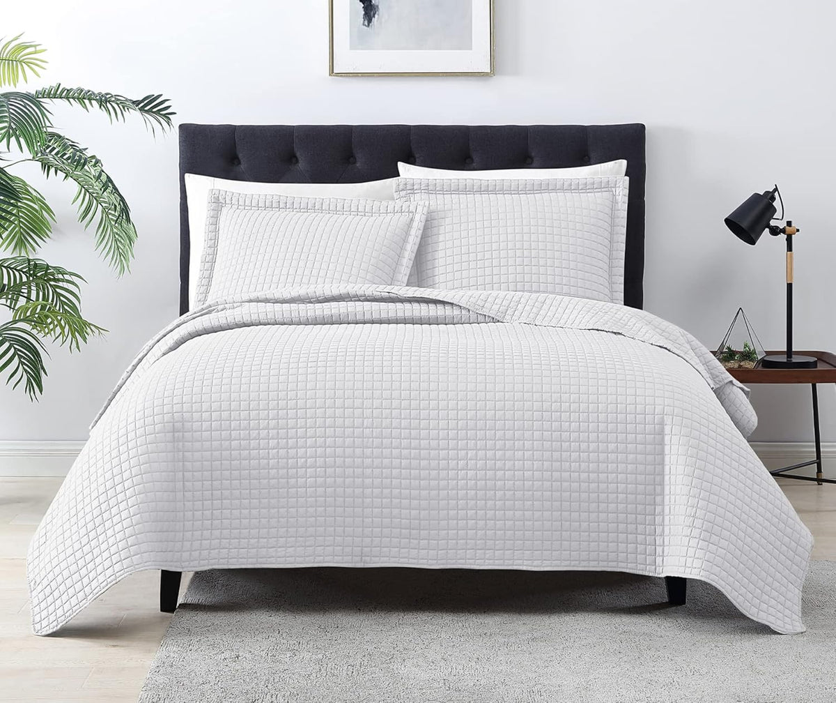 EXQ Home Quilt Set Full Queen Size Black Print 3 Piece,Lightweight Soft Coverlet Modern Style Sun Starry Pattern Bedspread Set(1 Quilt,2 Pillow Shams)