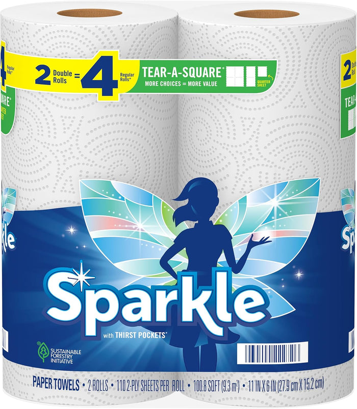 Sparkle Pick-A-Size Paper Towels, 6 Double Rolls = 12 Regular Rolls, Everyday Value Paper Towel With Full And Half Sheets