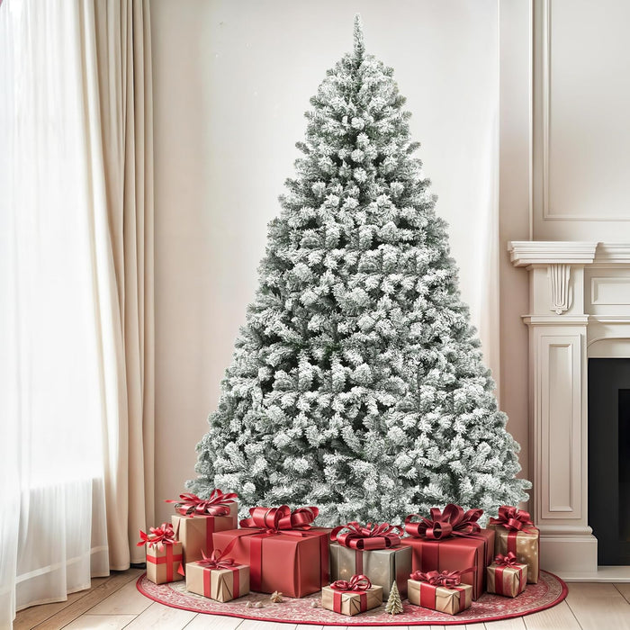 DWVO Unlit Full Artificial Christmas Tree 7.5ft, Green Realistic Fake Spruce Christmas Xmas Tree with 880 Branch Tips and Foldable Stand Easy Assembly Seasonal Holiday for Home Office Party Decoration