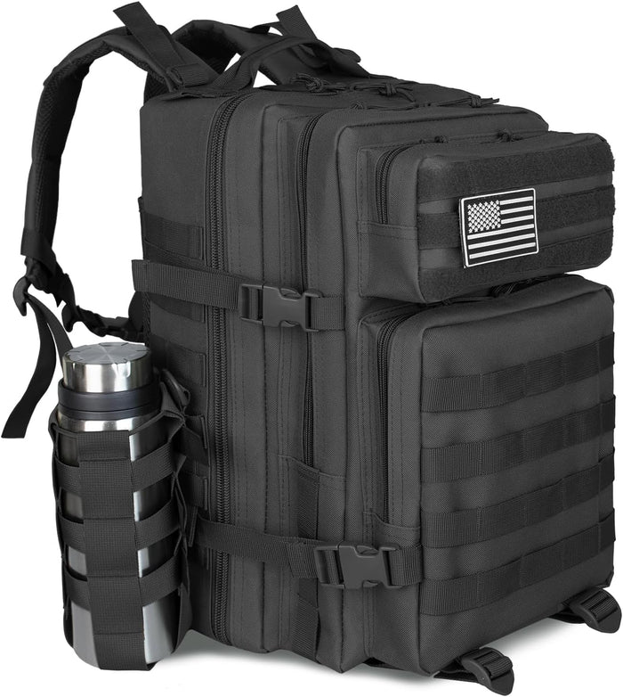 Large 45L Tactical Fishing Tackle Backpack with Removable Plier Holder & Rod Holders Storage Fishing Gear and Equipment Tackle Bag Hiking Backpack without Tackle Boxes Khaki