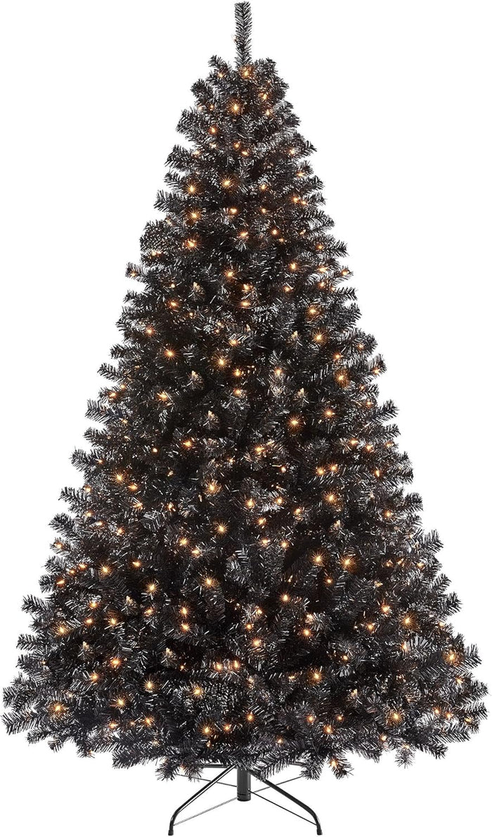Yaheetech 9ft Pre-lit Spruce Artificial Hinged Christmas Pine Tree Prelighted Holiday Xmas Tree for Home Party Decoration with 850 Warm White Lights and 2160 Branch Tips, Green