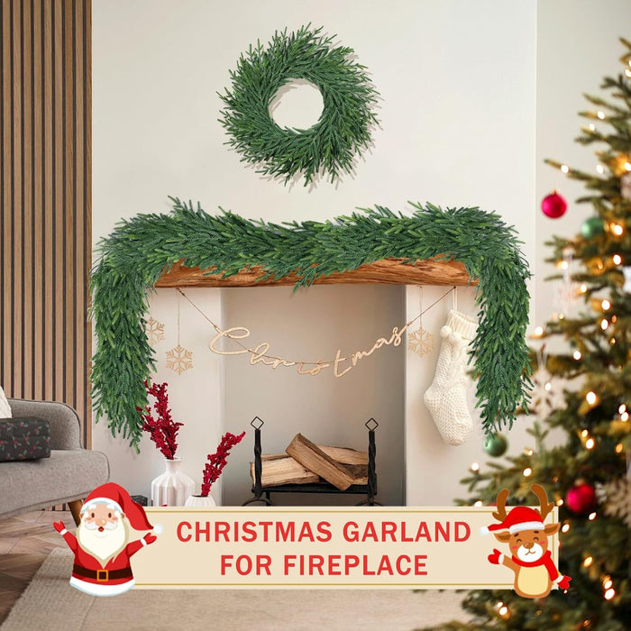 60 Inch Christmas Cedar Garland for Staircase Real Touch Droopy Bendable Lifelike Faux Xmas Garlands for Decoration Christmas Green Pine Mantle Garland Thanksgiving Table Decorations Outdoor Indoor