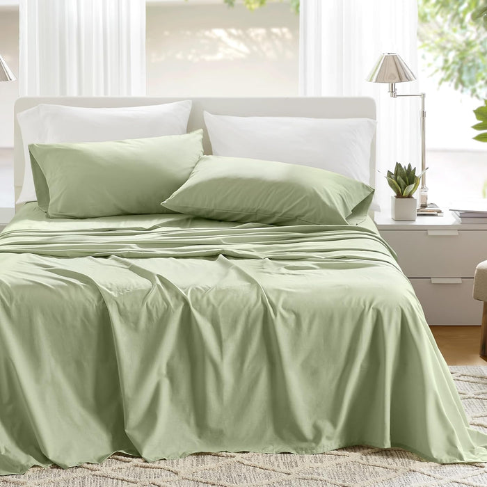 Comfort Spaces 100% Cotton Sheet Set Breathable, Lightweight, Soft with 12" Elastic Pocket Fits up to 14" Mattress, All Season Cozy Bedding, Matching Pillow Case, Twin XL Blue 3 Piece