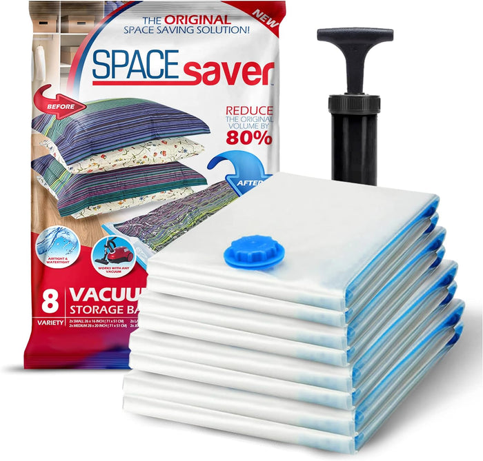 20-Pack Variety Vacuum Storage Bags for Comforters, Blankets & Clothes – Vacuum Sealed Compression Bags with Hand Pump – Space Saver Storage Bags for Bedding,Travel & Organization (5S, 5M, 5L & 5XL)