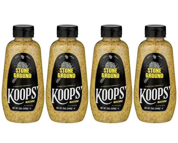 Koops' Original Yellow Mustard – Gourmet Mustard, Gluten-Free, Kosher, Made in USA, From Quality Mustard Seeds, Yellow Mustard Sauce – 12 Oz, Pack of 12