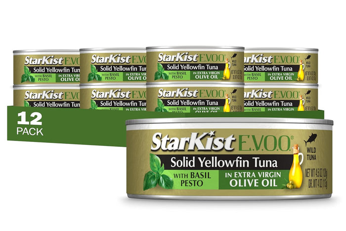 StarKist E.V.O.O. Solid Yellowfin Tuna with Roasted Garlic and Extra Virgin Olive Oil, 4.5 Ounce (Pack of 12)
