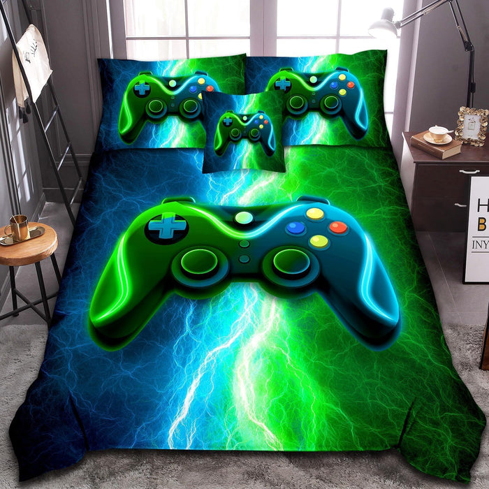 4 Pcs Full Gamer Bedding Sets for Boys, Gaming Full Comforter Set for Boys Beeding Set