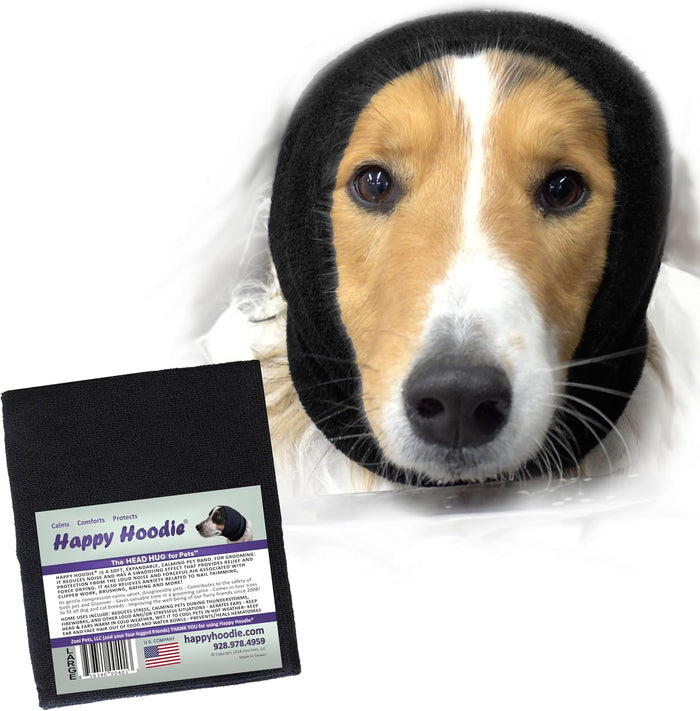 Happy Hoodie The Original Dog & Cat Calming Band - American Brand - Anxiety Relief/Noise Protection-Grooming-Thunder-Fireworks (Large, Blue) - Since 2008