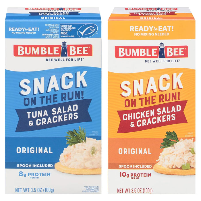 Bumble Bee Snack on the Run Chicken Salad with Crackers Kit, 3.5 oz (Pack of 12) - Ready to Eat, Spoon Included - Shelf Stable & Convenient Protein Snack