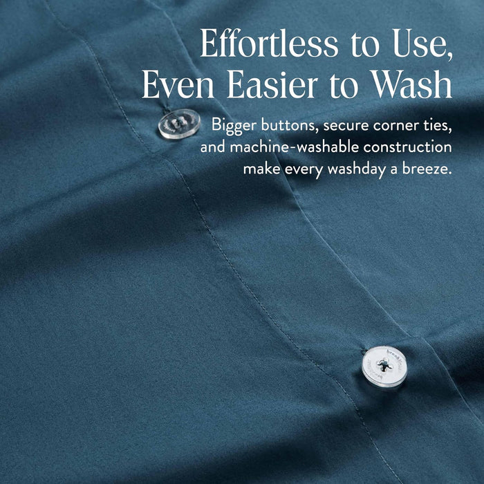 Brooklinen Luxury Percale Duvet Cover – 100% Cotton, Cool, Crisp, Extra-Long Corner Ties, Button Closure, Soft & Breathable – Machine Washable, Duvet Cover Full/Queen Bed Sizes (Abyss)
