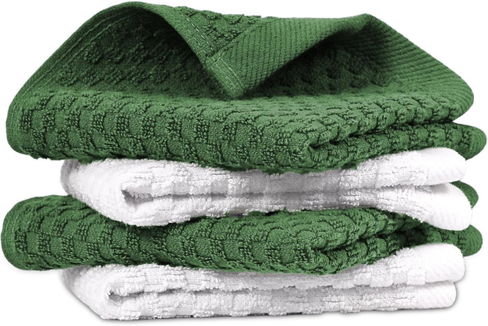 Infinitee Xclusives Premium Dish Cloth 100% Cotton 12 x 12 Inches |Pack of 4| - Ultra Soft Tea Towels - Highly Absorbent Kitchen Rags - Terry Dishcloth for Kitchen and Household Cleaning |Mighty Blue|
