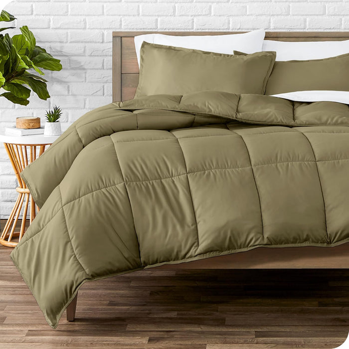 Bare Home Comforter Set - Queen Size - Ultra-Soft - Goose Down Alternative - Premium 1800 Series - All Season Warmth (Queen, Dark Blue)