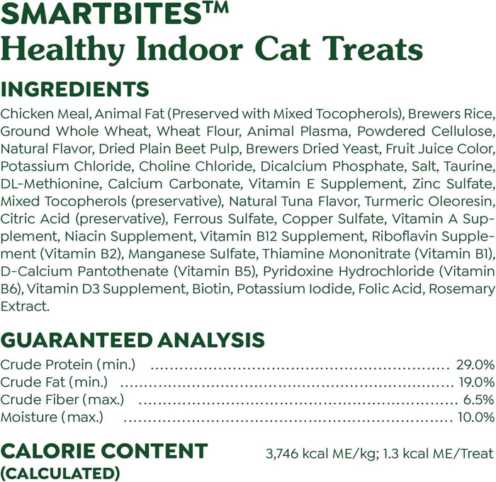 Greenies Feline Smartbites Healthy Indoor Natural Treats for Cats, Tuna Flavor, 4.6 oz. Pouch