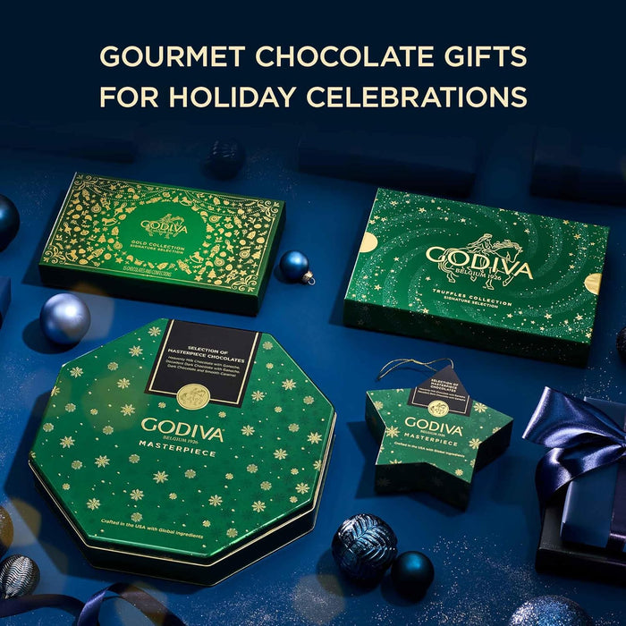 Godiva Red Bow Signature Truffle Gift Box, Belgian Dark and Milk Chocolates with Ganache Centers, Gourmet Holiday Gift, Non-GMO & Kosher, 24 Pc