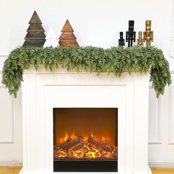 Waydress 1 Pcs 9ft Christmas Cedar Garland Artificial Realistic Soft and Thickness Green Faux Cedar Pine Garland for Home Fireplace Indoor Outdoor Holiday Party Decoration