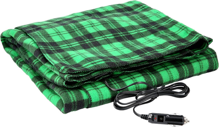 Stalwart Heated Car Blanket – 12-Volt Electric Blanket for Car, Truck, SUV, or RV – Portable Heated Throw, Camping Essentials (Tan)