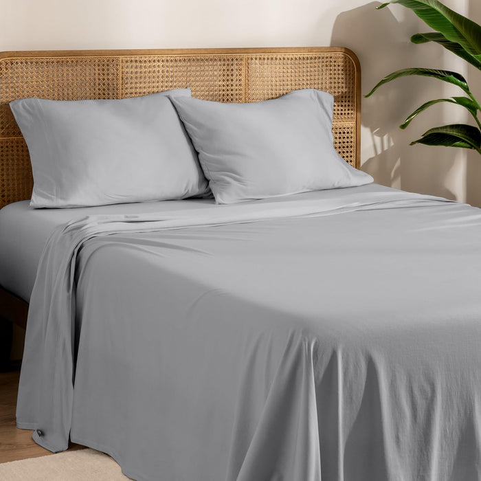 Bare Home 100% Organic Cotton Jersey Sheet Set, Ultra Soft, 100% Cotton - Sheet Set & Pillowcase - Deep Pocket Bed Sheets (Twin XL, Grey)