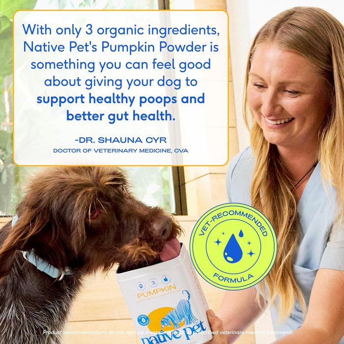 Native Pet Pumpkin for Dogs - Organic Powder Pumpkin Puree Dog Food Toppers -Rich in Fiber Supplement Powder Helps with Digestion, Nutrient Absorption, Diarrhea, Constipation & Upset Stomach-30 Scoops