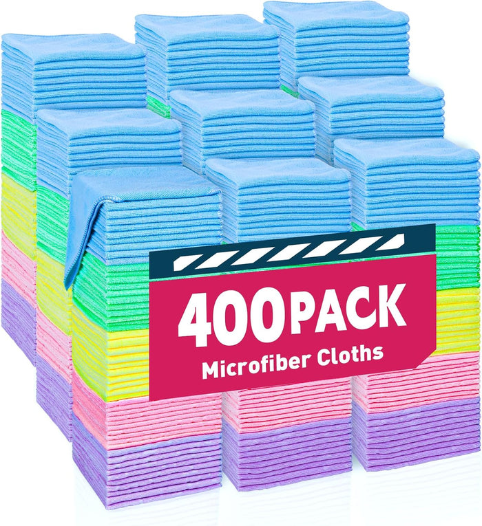 Microfiber Cleaning Cloths Bulk Pack-400 Pack, Microfiber Towels Bulk, Towels for Cars, Cleaning Rags Gray (12x12 inches)