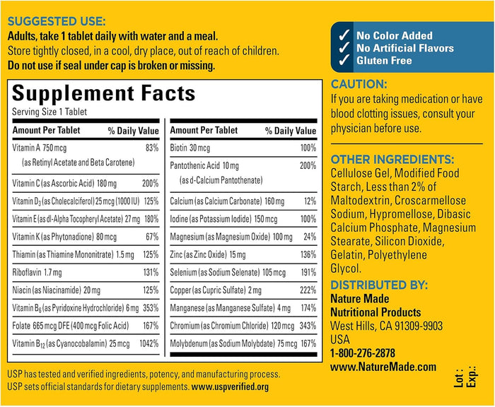 Nature Made Multivitamin for Men Over 50, Mens Multivitamins 50 Plus, Daily Nutritional Support, Nature Made Multi Vitamins, 90 Tablets, 90 Day Supply