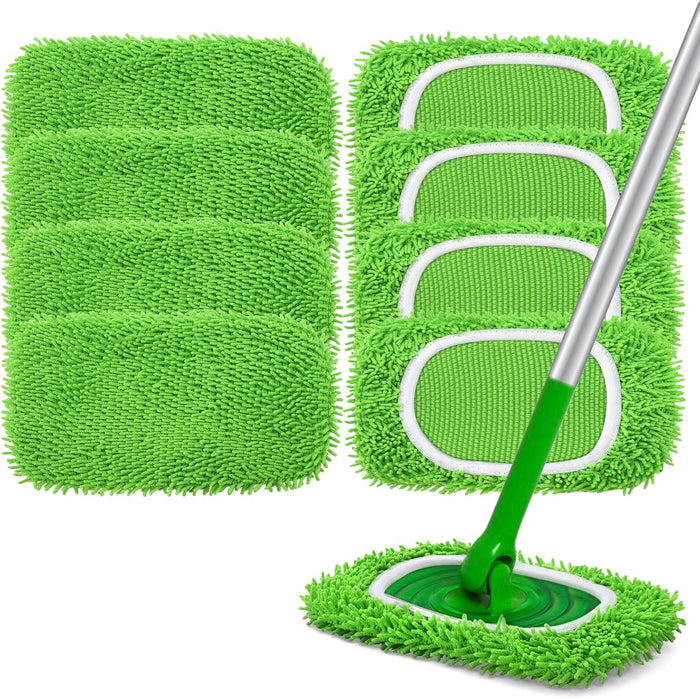 Reusable Wet Pads Refill for Swiffer Sweeper Mop - Dry Sweeping Cloths & Wet Mopping Cloths for Household Cleaning - Washable Microfiber Pads for Mopping Floors - 6 Pack (Mop is not Included)