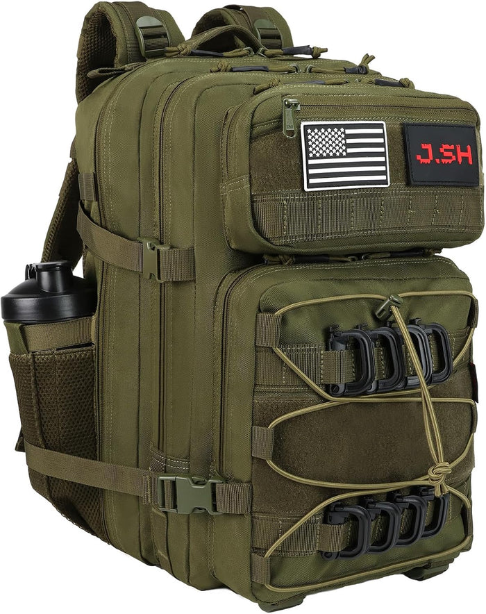 J.SH Military Tactical Backpack for Men 45L Large Capacity Backpack MOLLE 3 Days Assault Pack Bag Waterproof Durable Army Hiking - Khaki