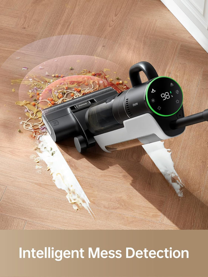 DREAME H12 Dual Smart Wet Dry Vacuum Cleaner, Floor Cleaner Mop Combo 4-in-1 Cordless Vacuum for Multi-Surface, One-Step Self Cleaning with Hot Air Drying, Black