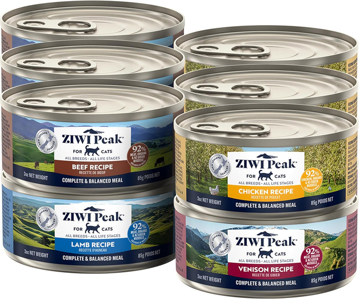 ZIWI Peak Wet Cat Food Variety Pack - Beef, Chicken, Lamb, Mackerel & Lamb, Mackerel, Venison, 6 Pack (3oz Each)