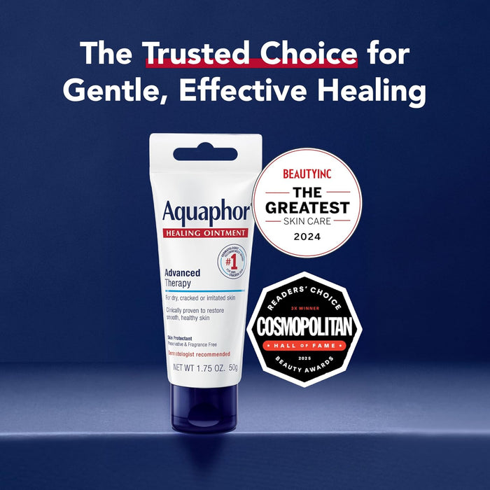 Aquaphor Healing Ointment Advanced Therapy Skin Protectant, Dry Skin Body Moisturizer, 0.35 Oz Tube, Pack of 2