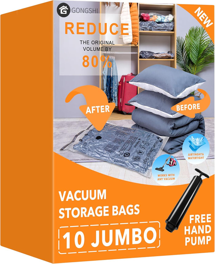 24 Pack Vacuum Storage Bags with Electric Pump, (5 Jumbo, 5 Large, 5 Medium, 5 Small, 4 Roll Up Bags) Space Saver Bag for Clothes, Mattress, Blanket, Duvets, Pillows, Comforters,Travel