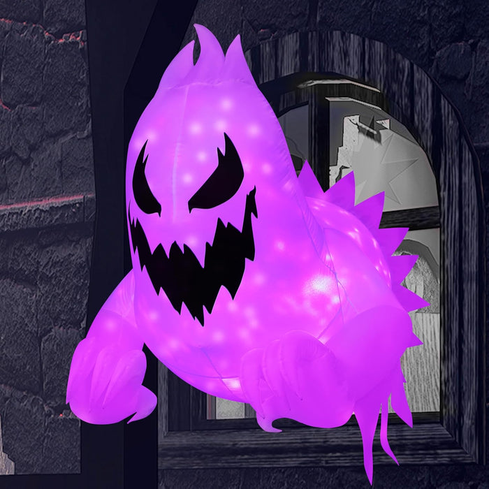 Joiedomi 4.5 FT Halloween Inflatable Scary Flying Ghost Broke Out from Window Inflatable with Build-in LED Blow Up Ghost for Halloween Party Indoor, Outdoor, Yard, Garden, Lawn Decoration