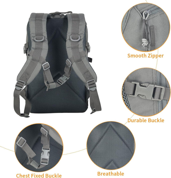 Small Tactical Backpack 12L Molle Bag Rucksack Army Daypack Military Daypack for Outdoor,Hiking (Grey)