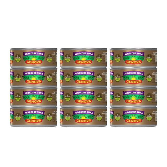 Genova Premium Albacore Tuna in Olive Oil, 5 Ounce Cans (Pack of 12), Wild Caught Canned Tuna, Solid White