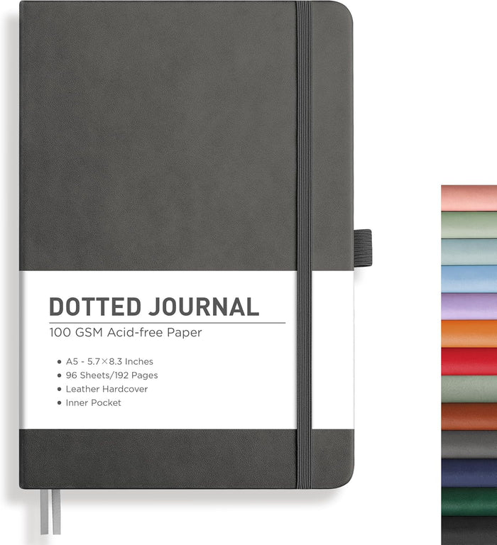 RETTACY Lined Journal Notebook, 192 Numbered Pages, A5 Medium Size (5.7'' x 8.3''), for Men & Women, Journaling, Writing, Work & Office, Leather Hardcover, 100 GSM Thick Paper (Brown)