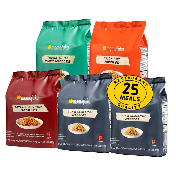 Momofuku Ramen Noodle Variety Pack by David Chang, 15 Meals (Pack of 3) Air-Dried Vegan Instant Noodles with Sauce