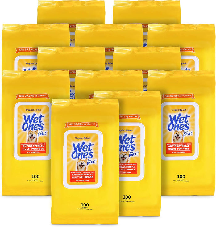 Wet Ones for Pets Multi-Purpose Dog Wipes With Aloe Vera | Dog Wipes For All Dogs in Tropical Splash, Wet Ones Wipes for Paws & All Purpose | 50 Ct Cannister Dog Wipes