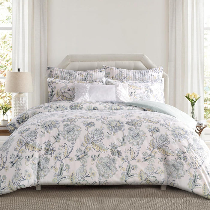 Levtex Home - Ophelia Blush Comforter Set - King Comforter + Two King Pillow Cases - Floral - Taupe Grey Cream Blush - Comforter (106 x 94in.) and Pillow Case (36 x 20in.)