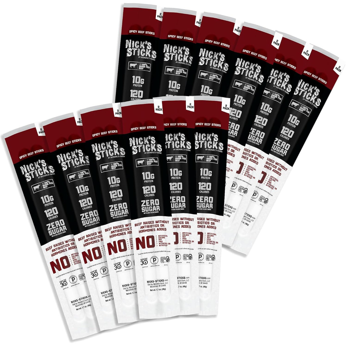 Nick's Sticks Clean & Balanced Free Range Turkey Snack Sticks | Made in the USA | Gluten Free | Paleo, Keto, Whole30 Approved | No Soy, Antibiotics or Hormones (12 – 1.7oz. Packs of 2 Sticks)