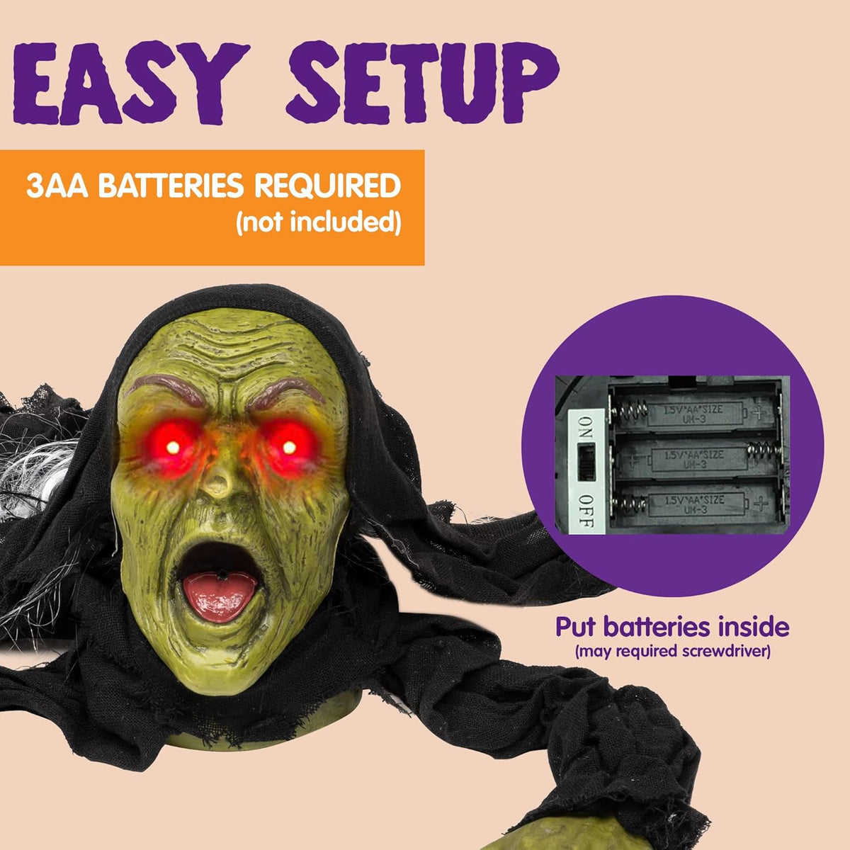 JOYIN Halloween Decoration Outdoor Zombie Groundbreaker, Halloween Outside Zombie Decor with Sound and Flashing Eyes, Scary Groundbreaker for Yard Lawn Graveyard Decorations, Haunted House Prop