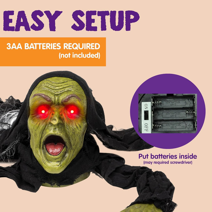 JOYIN Halloween Decoration Outdoor Zombie Groundbreaker, Halloween Outside Zombie Decor with Sound and Flashing Eyes, Scary Groundbreaker for Yard Lawn Graveyard Decorations, Haunted House Prop